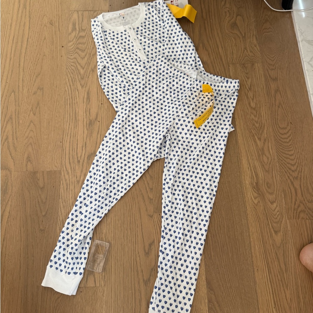 White and Blue Heart Print Pajama Set